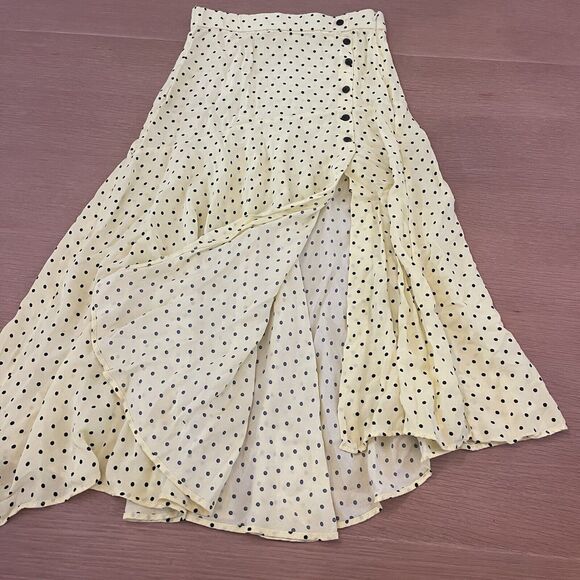 Women's Zara Polkadot Yellow Midi Skirt - Picture 3 of 6